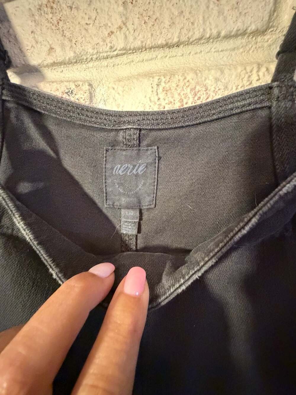 Aerie Black Denim Shortalls with Raw Frayed Hem - Picture 2 of 3